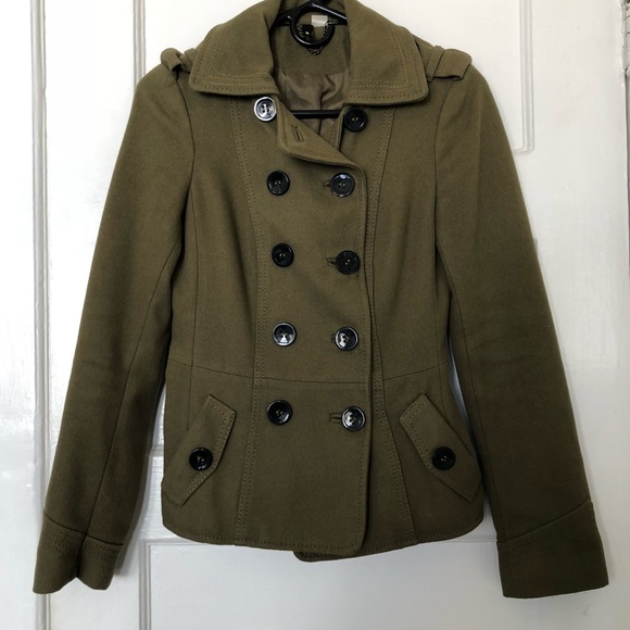 Army green pea coat - Picture 1 of 3